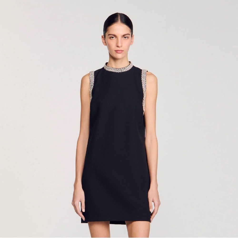 Sandro Black and Silver Mini Dress